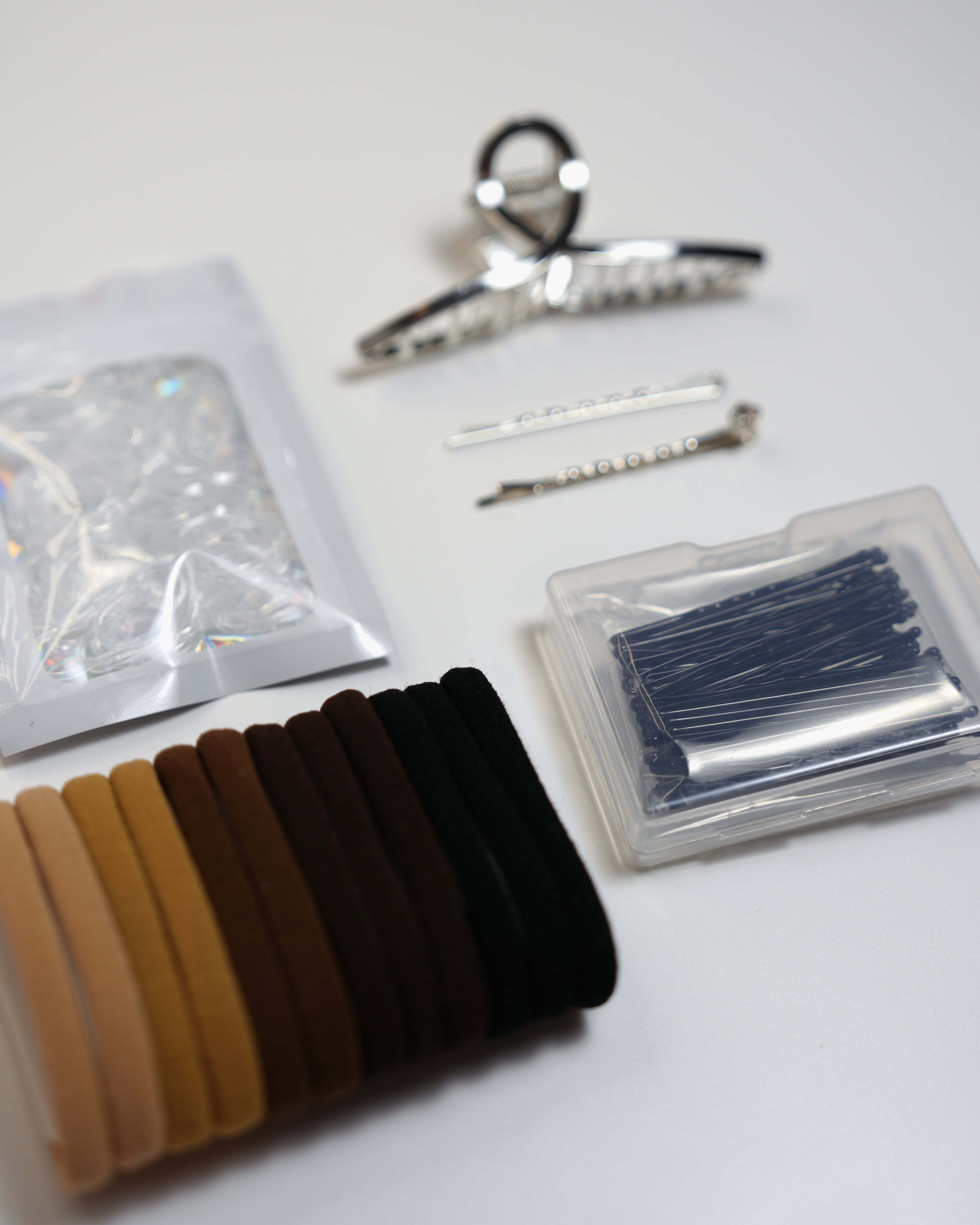 Black Hair Accessories Set – Clips, Scrunchies & Essentials