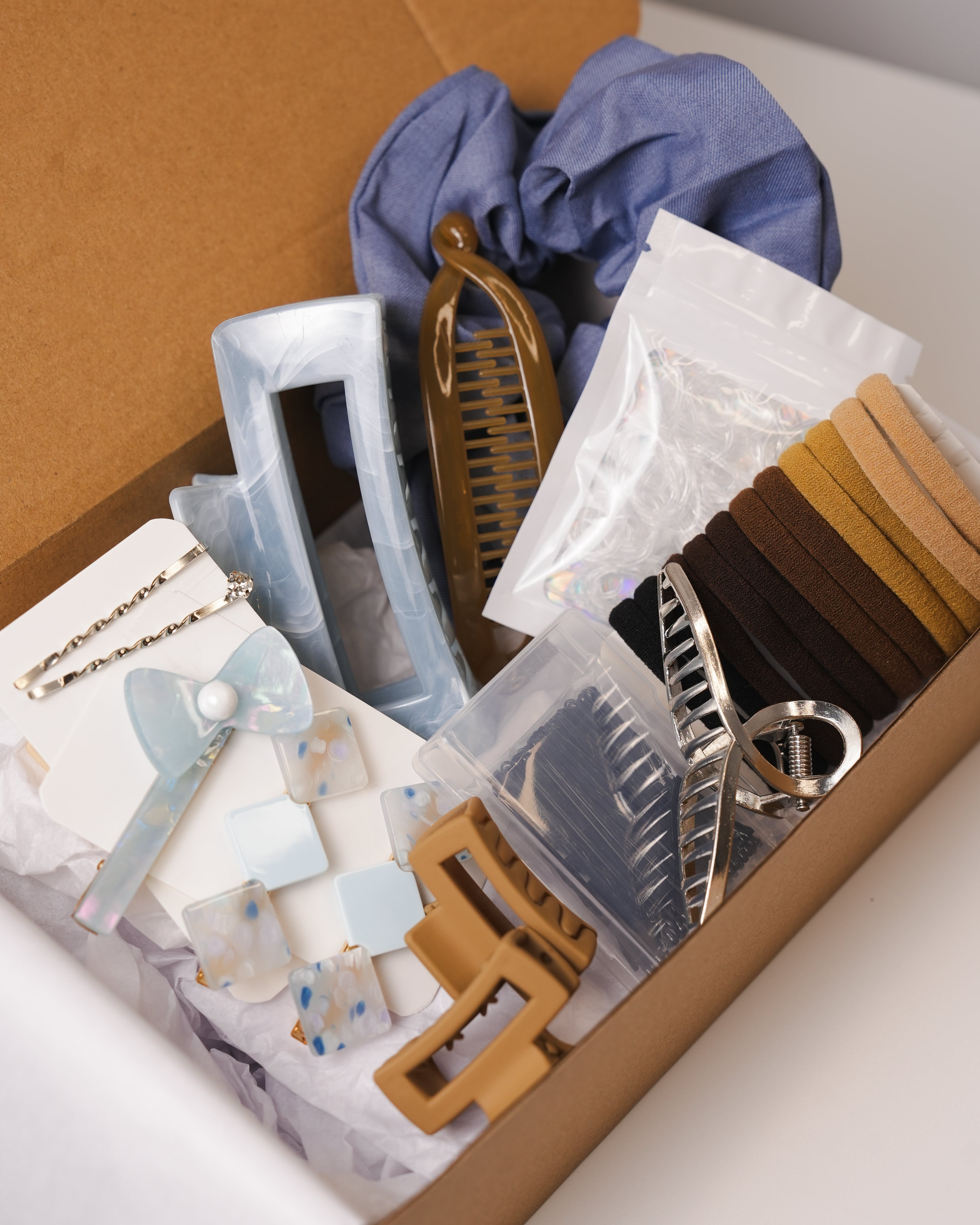 Blue Hair Accessories Set – Clips, Scrunchies & Essentials