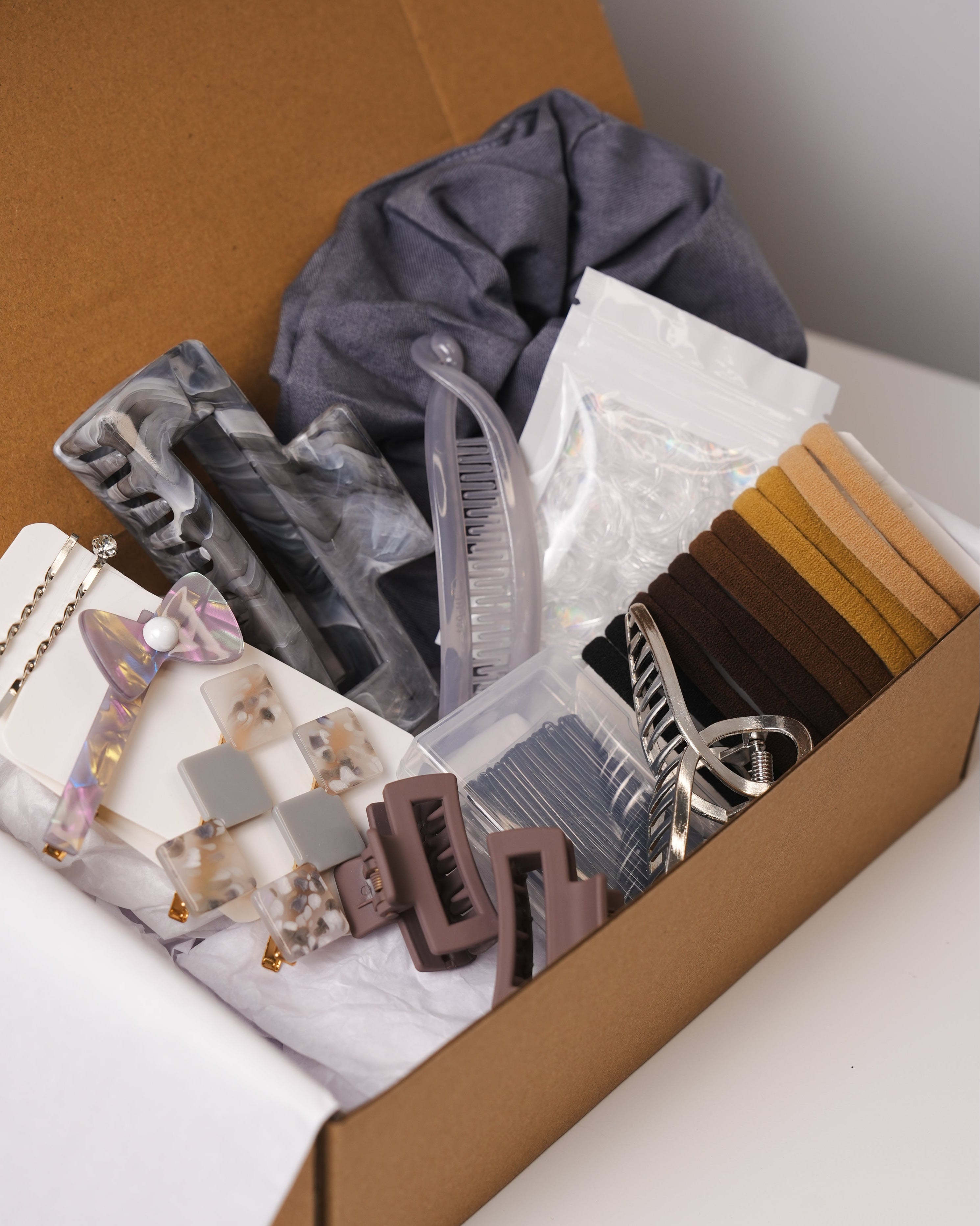 Gray Hair Accessories Set – Clips, Scrunchies & Essentials