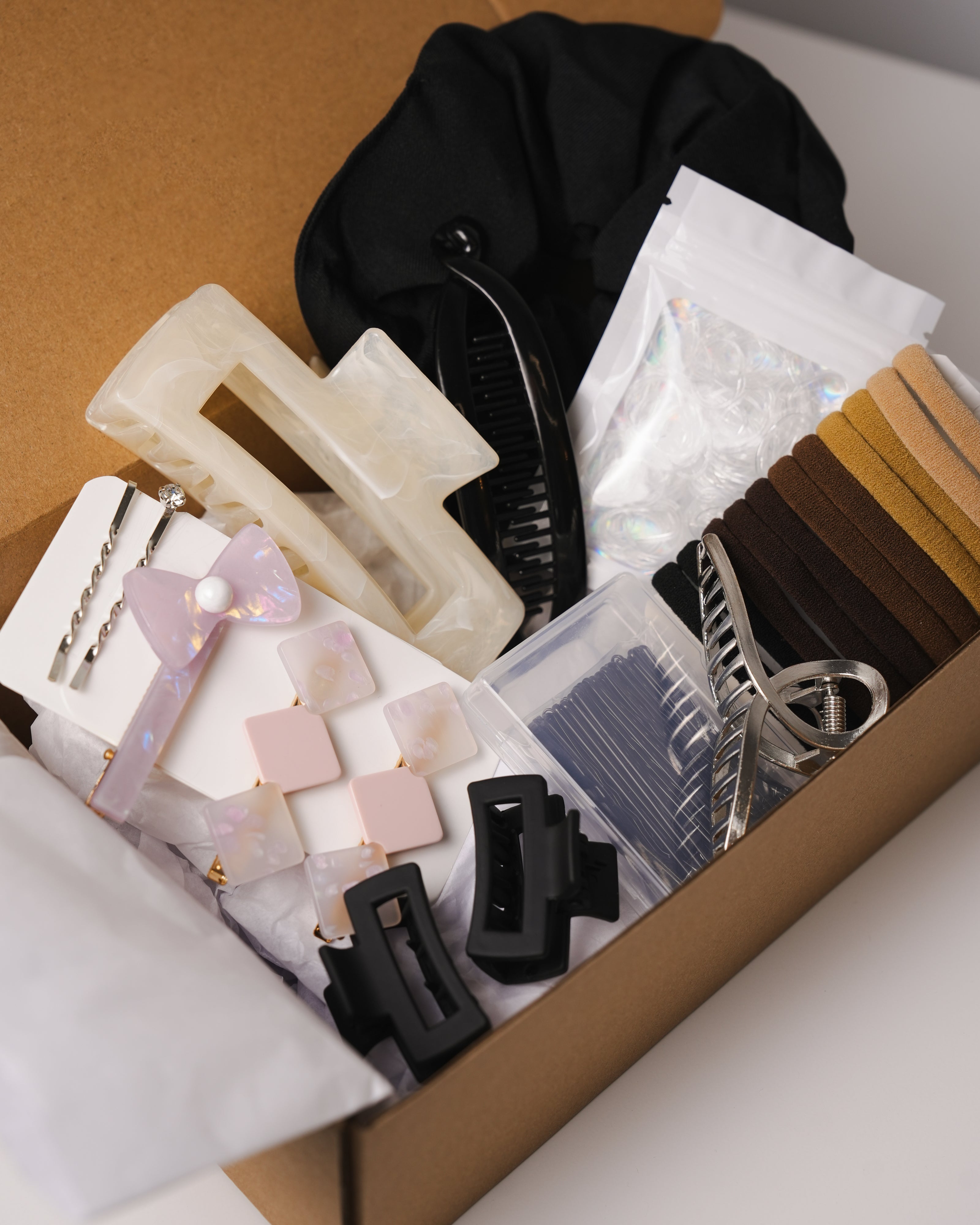 Black Hair Accessories Set – Clips, Scrunchies & Essentials